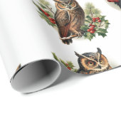 Vintage kerst uil cadeaupapier (Rol Hoek)