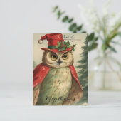 Vintage Kerst Uil Collage Briefkaart (Staand voorkant)
