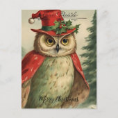 Vintage Kerst Uil Collage Briefkaart (Voorkant)