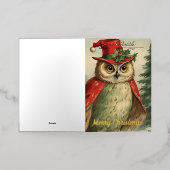 Vintage Kerst Uil Collage Folie Wenskaart (Buiten Laag)
