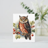 Vintage kerst uil feestdagenkaart (Staand voorkant)