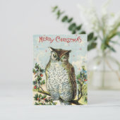 Vintage kerst uil feestdagenkaart (Staand voorkant)