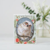 Vintage kerst uil feestdagenkaart (Staand voorkant)