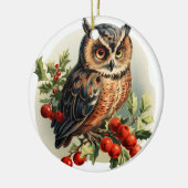 Vintage kerst uil keramisch ornament (Links)