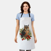 Vintage kerst uil schort (Gedragen)