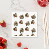 Vintage kerst uil servet (Insitu)