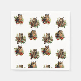 Vintage kerst uil servet