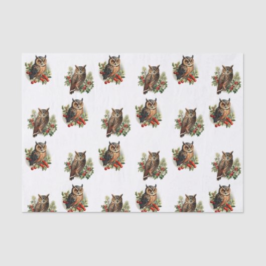 Vintage kerst uil tissuepapier (Voorkant)