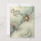 Vintage kerst uilen feestdagenkaart (Voorkant)