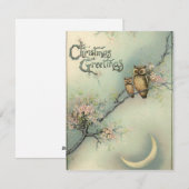 Vintage kerst uilen feestdagenkaart (Voorkant / Achterkant)