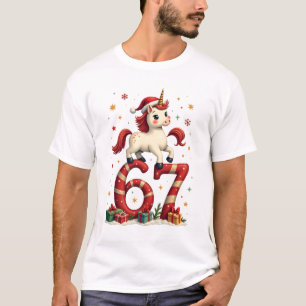 Vintage Kerst Unicorn 67 Schattige Vakantie Dabbin T-shirt