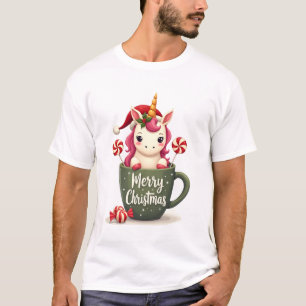 Vintage Kerst Unicorn in Merry Christmas Mok C T-shirt