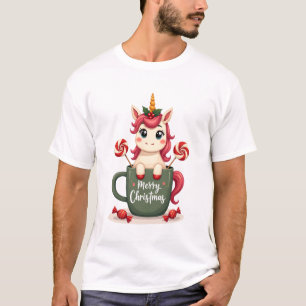 Vintage Kerst Unicorn in Merry Christmas Mok C T-shirt
