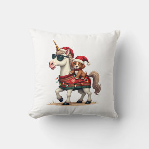 Vintage Kerst Uniseks Eenhoorn en Hond Verschrikke Kussen