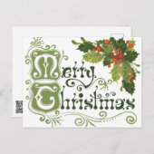 Vintage Kerst Vakantie Briefkaart (Voorkant / Achterkant)