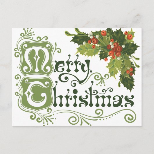 Vintage Kerst Vakantie Briefkaart (Voorkant)