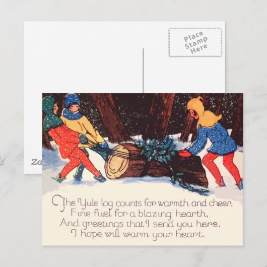 Vintage Kerst Vakantie Briefkaart (Voorkant / Achterkant)