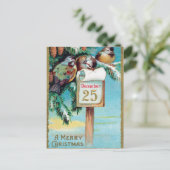 Vintage Kerst Vakantie vogels briefkaart (Staand voorkant)
