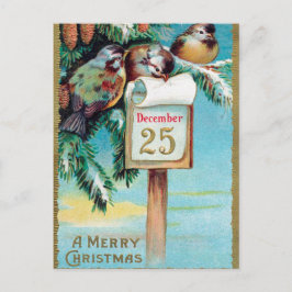 Vintage Kerst Vakantie vogels briefkaart