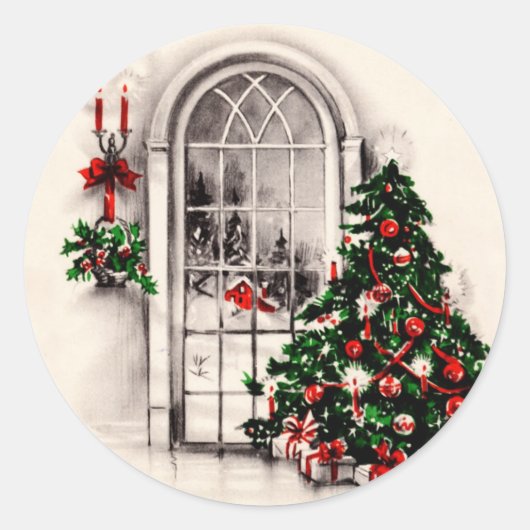 Vintage Kerst Venster Stickers (Voorkant)