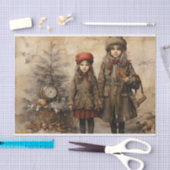 Vintage Kerst Victoriaans Kinderen Decoupage Tissuepapier (Craft)