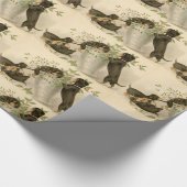 Vintage Kerst Victoriaans schattige teckel honden Cadeaupapier (Hoek)