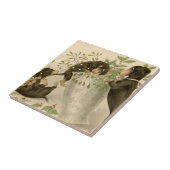 Vintage Kerst Victoriaans schattige teckel honden Tegeltje (Zijkant)