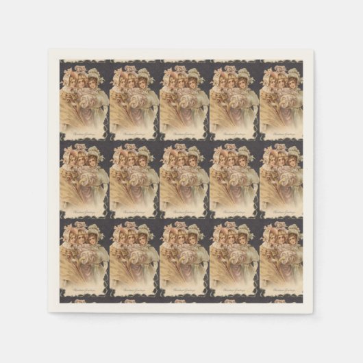 Vintage Kerst Victoriaans vakantie servetten (Voorkant)