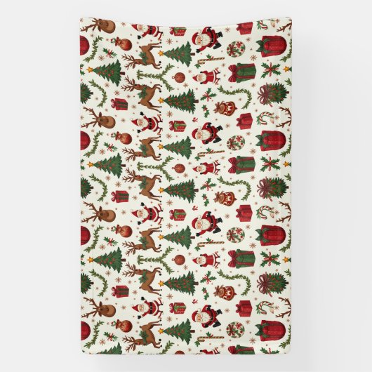 Vintage Kerst Vinyl Banner (Verticaal)