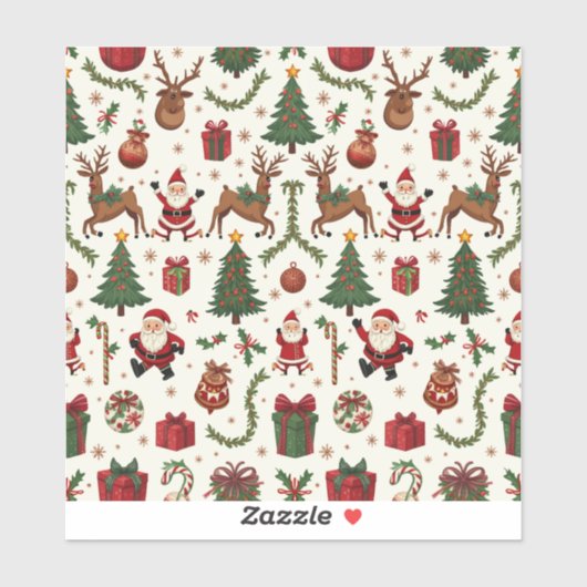 Vintage Kerst Vinyl Sticker (Vel)