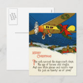 Vintage kerst vliegtuig feestdagenkaart (Voorkant / Achterkant)