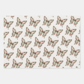 Vintage Kerst Vlinder Rood en Goud Inpakpapier Vel (Voorkant 2)