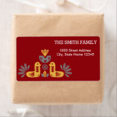 Vintage Kerst Vogel Patroon Vakantie Etiket (Insitu)