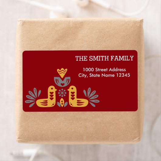 Vintage Kerst Vogel Patroon Vakantie Etiket (Insitu)