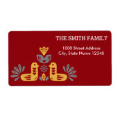 Vintage Kerst Vogel Patroon Vakantie Etiket (Voorkant)