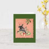 Vintage kerst voor man Kaart (Gele Bloem)