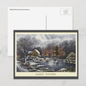 Vintage kerst, vroege winterschaatsers op een vijv feestdagenkaart (Voorkant / Achterkant)