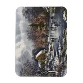 Vintage kerst, vroege winterschaatsers op een vijv magneet (Verticaal)