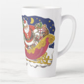 Vintage kerst, vrolijke kerstman met slee latte mok (Rechts)