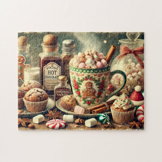 Vintage Kerst Warme Cacaobar Legpuzzel (Horizontaal)