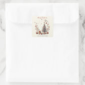 Vintage Kerst Waterverf Afbeelding Vierkante Sticker (Tas)