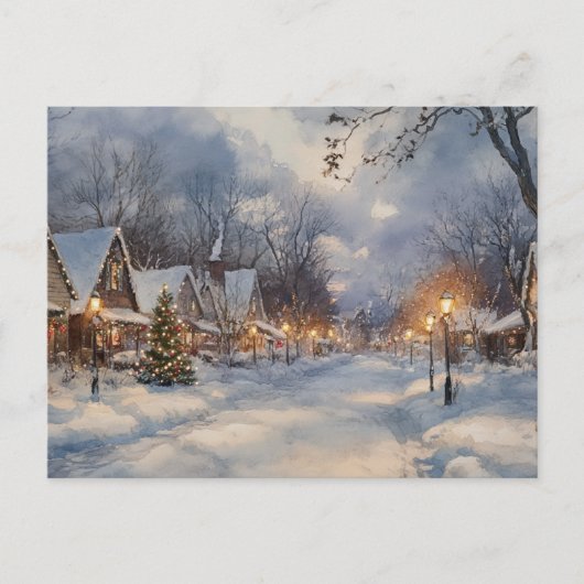 Vintage Kerst Waterverf Schilderen Briefkaart (Voorkant)