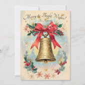 Vintage kerst wenskaart met Golden Bell Kaart (Voorkant)