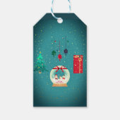 Vintage Kerst wereldbol Cadeaulabel (Voorkant)