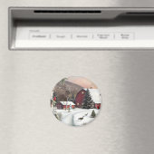 Vintage Kerst Winter Boerderij Magneet (Insitu (Vaatwasser))