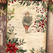 Vintage Kerst Winter Botanische Decoupage Tissuepapier