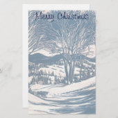 Vintage Kerst, Winter Sneeuw Berglandschap Briefpapier (Voorkant / Achterkant)