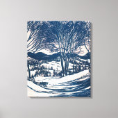 Vintage Kerst, Winter Sneeuw Berglandschap Canvas Afdruk (Voorkant)