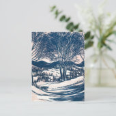Vintage Kerst, Winter Sneeuw Berglandschap Feestdagenkaart (Staand voorkant)