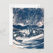 Vintage Kerst, Winter Sneeuw Berglandschap Feestdagenkaart (Voorkant / Achterkant)